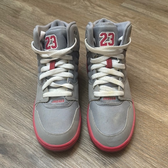 Women's Jordans Gray and Pink Sneakers - Picture 2 of 8